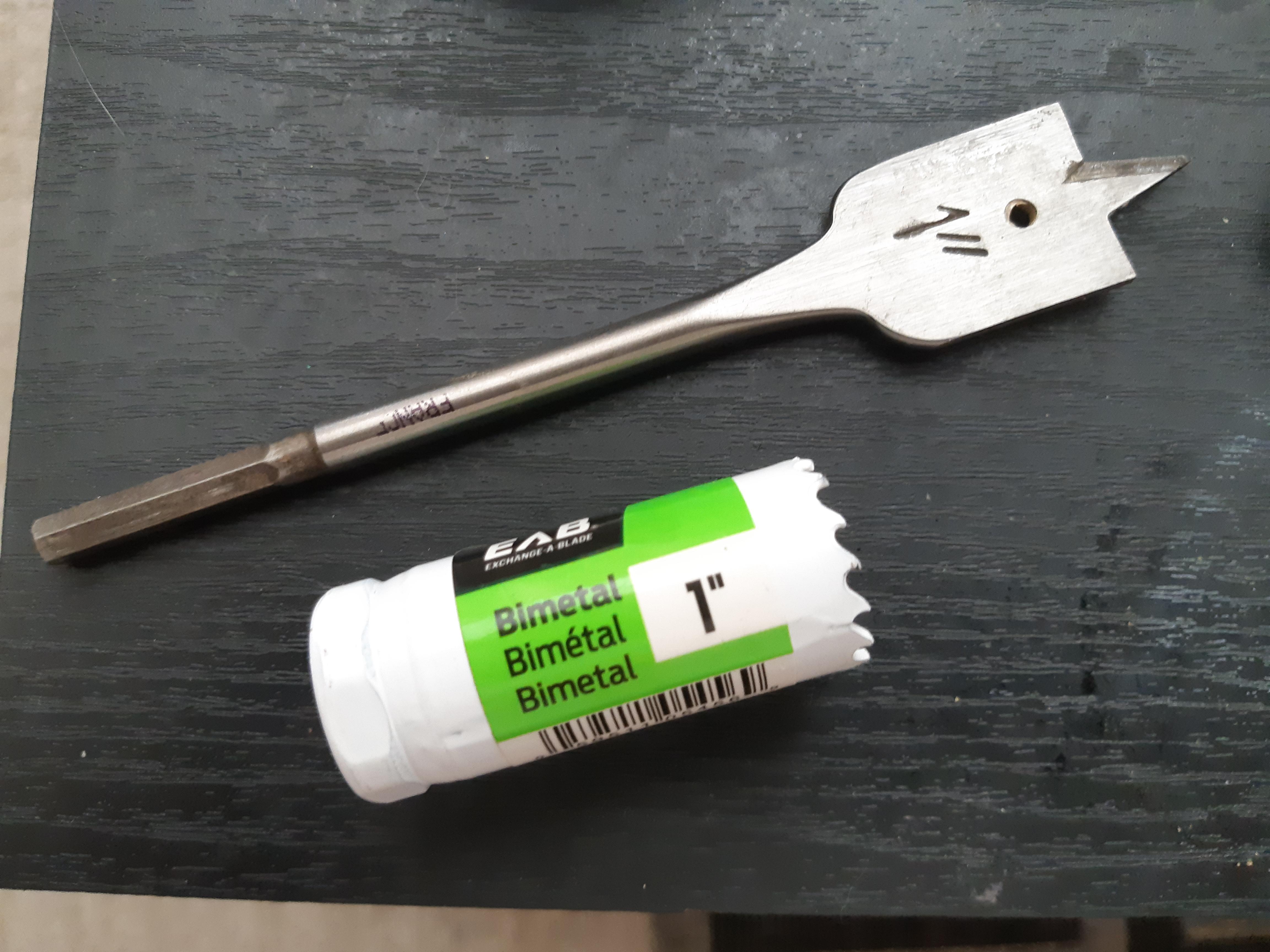 1 Inch, Cylinder, Hole Saw, Spade Bit 1" Spade Bit and 1" Cylinder